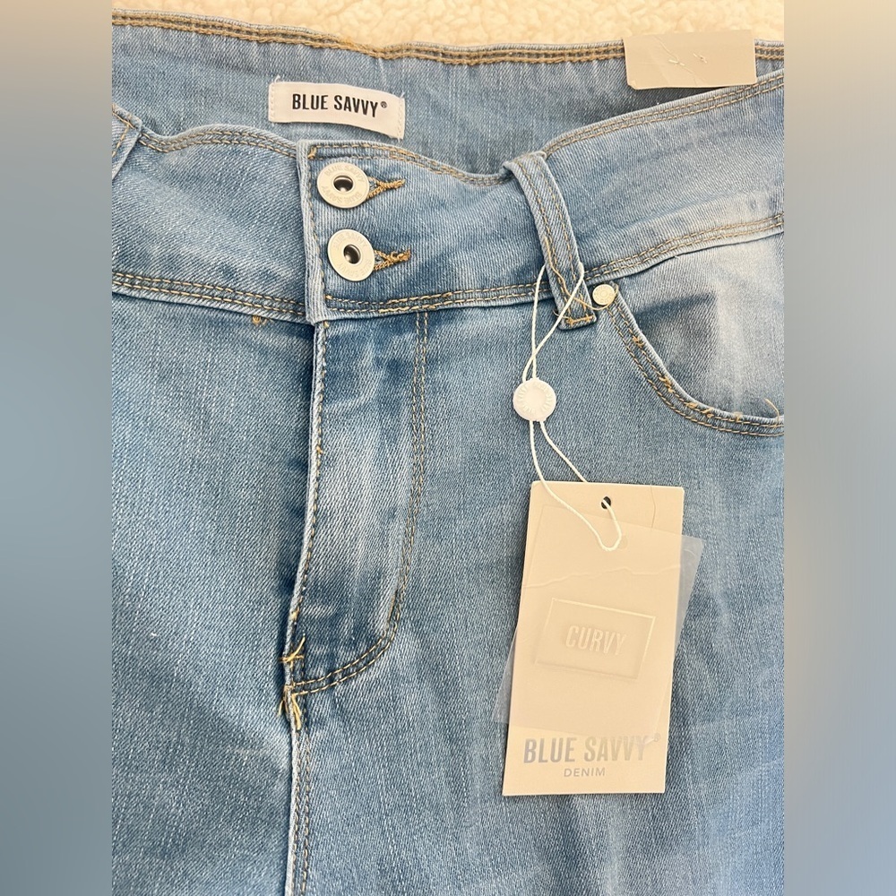 Blue Savvy Curvy Distressed Jeans with Rips - Picture 11 of 11